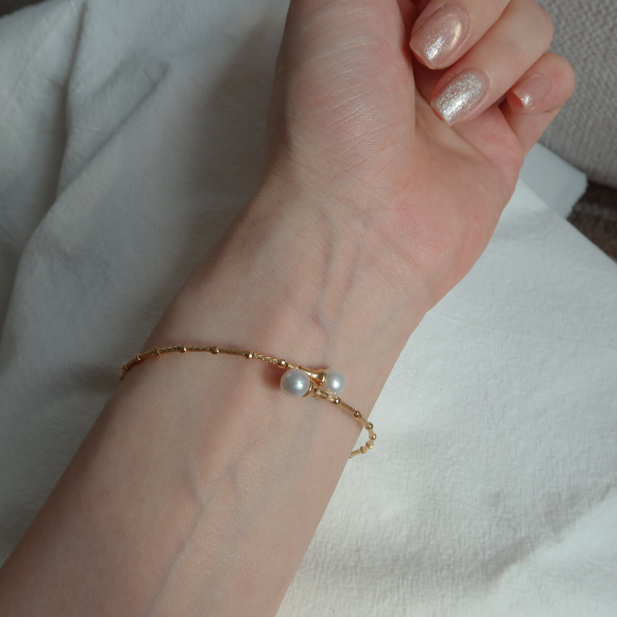 Quinn Double Pearl Bangle