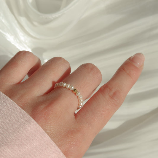 Pearl Beaded Ring (18K Gold)