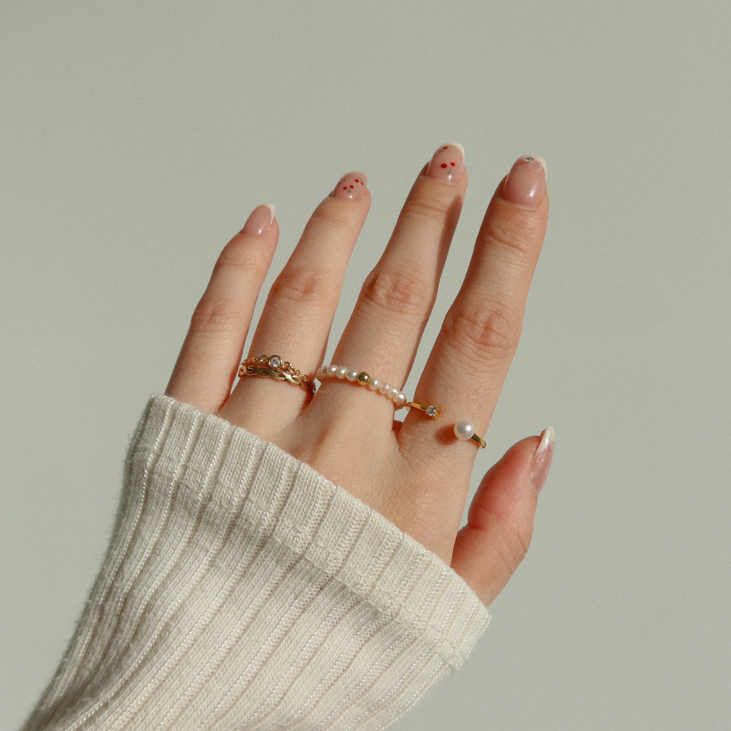 Pearl Beaded Ring (18K Gold)