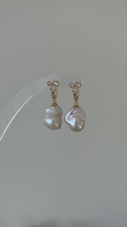 Baroque Pearl Earring Hoops / One Of A Kind