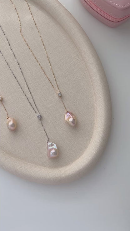 Vela Baroque Pearl Lariat Necklaces
