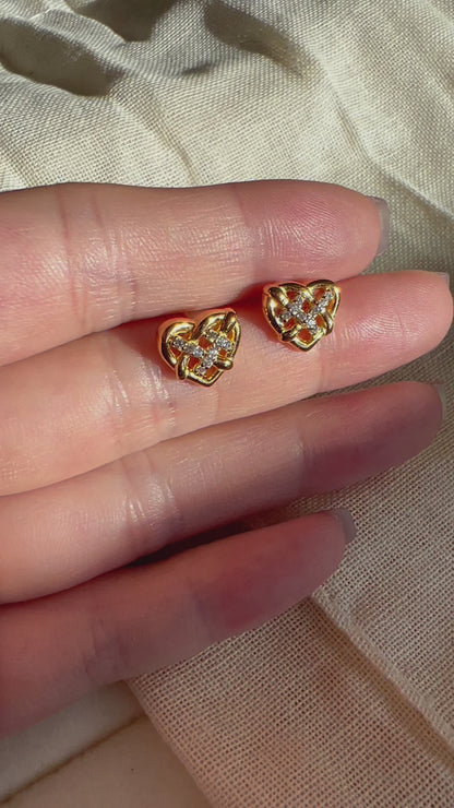 Braided Heart Ear Studs