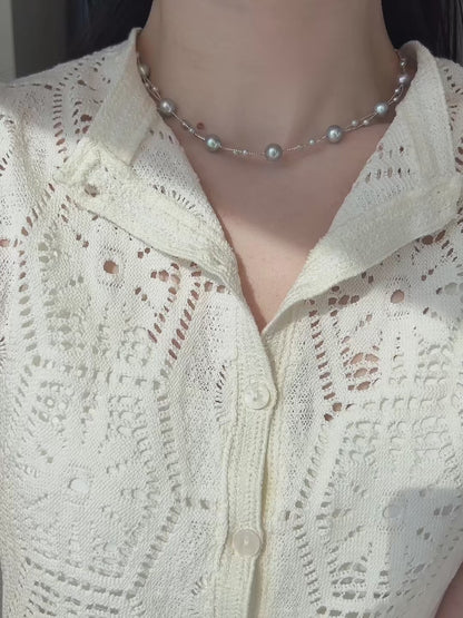 Blue Akoya Pearl Intertwine Necklace