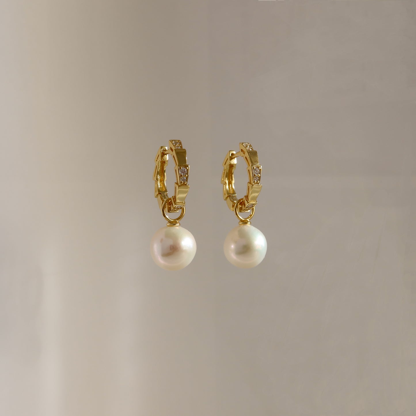 Renata Snake Hoop Earrings (No Pearl)