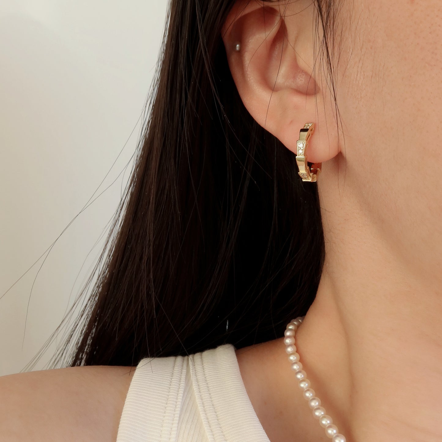 Renata Snake Hoop Earrings (No Pearl)