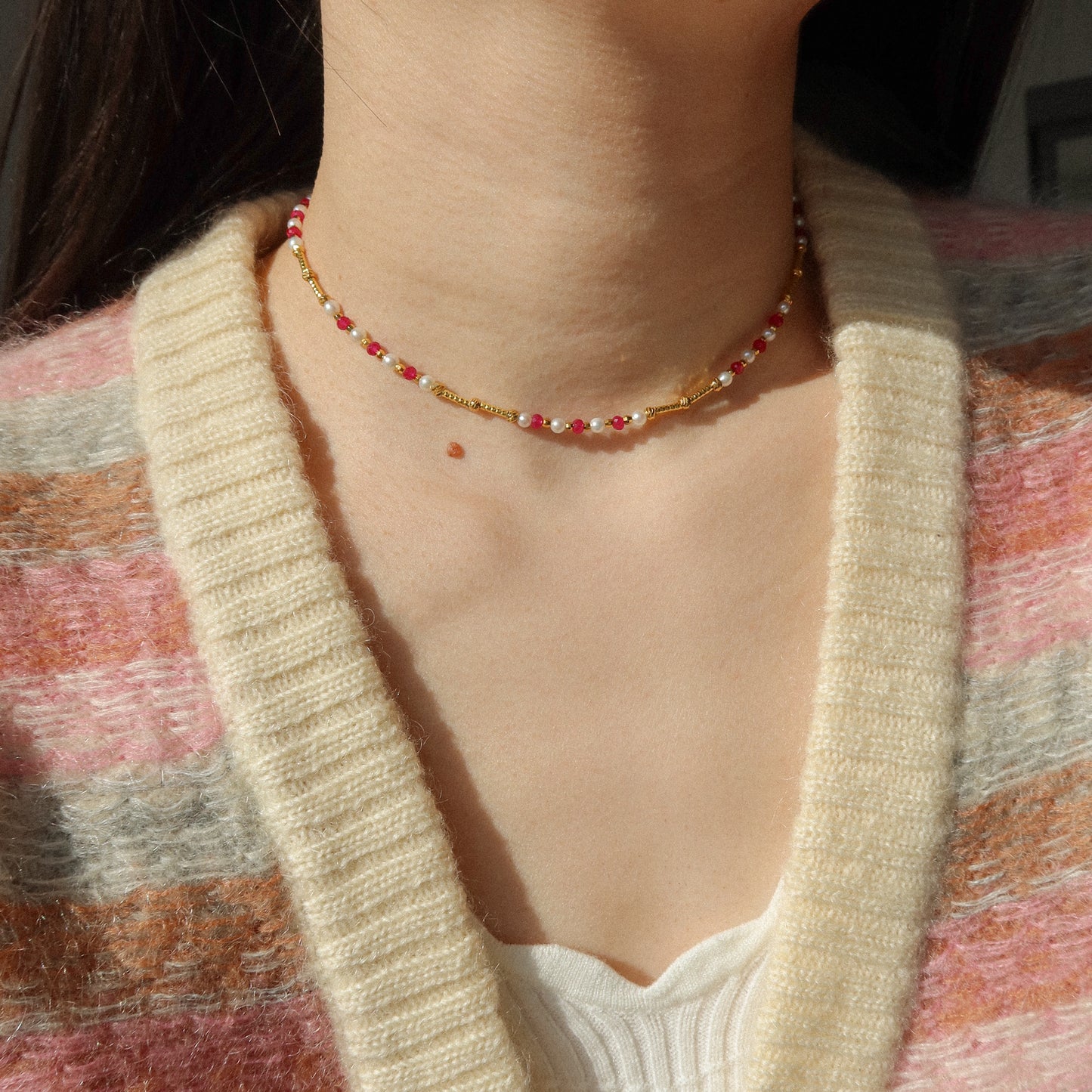 Mereke Ruby & Pearl Necklaces