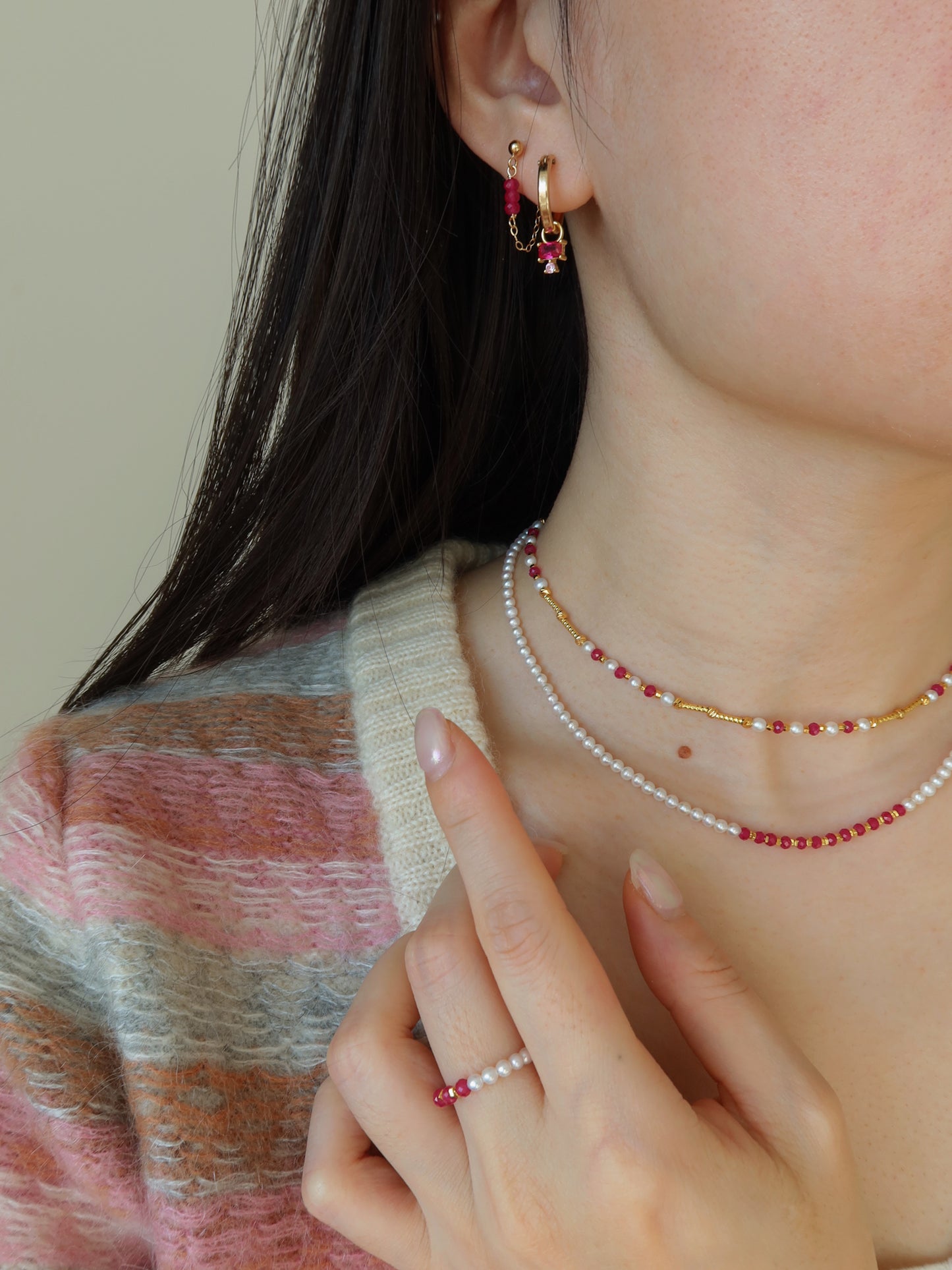 Mereke Ruby & Pearl Necklaces