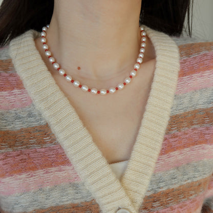 Scarlett Pearl & Red Agate Set