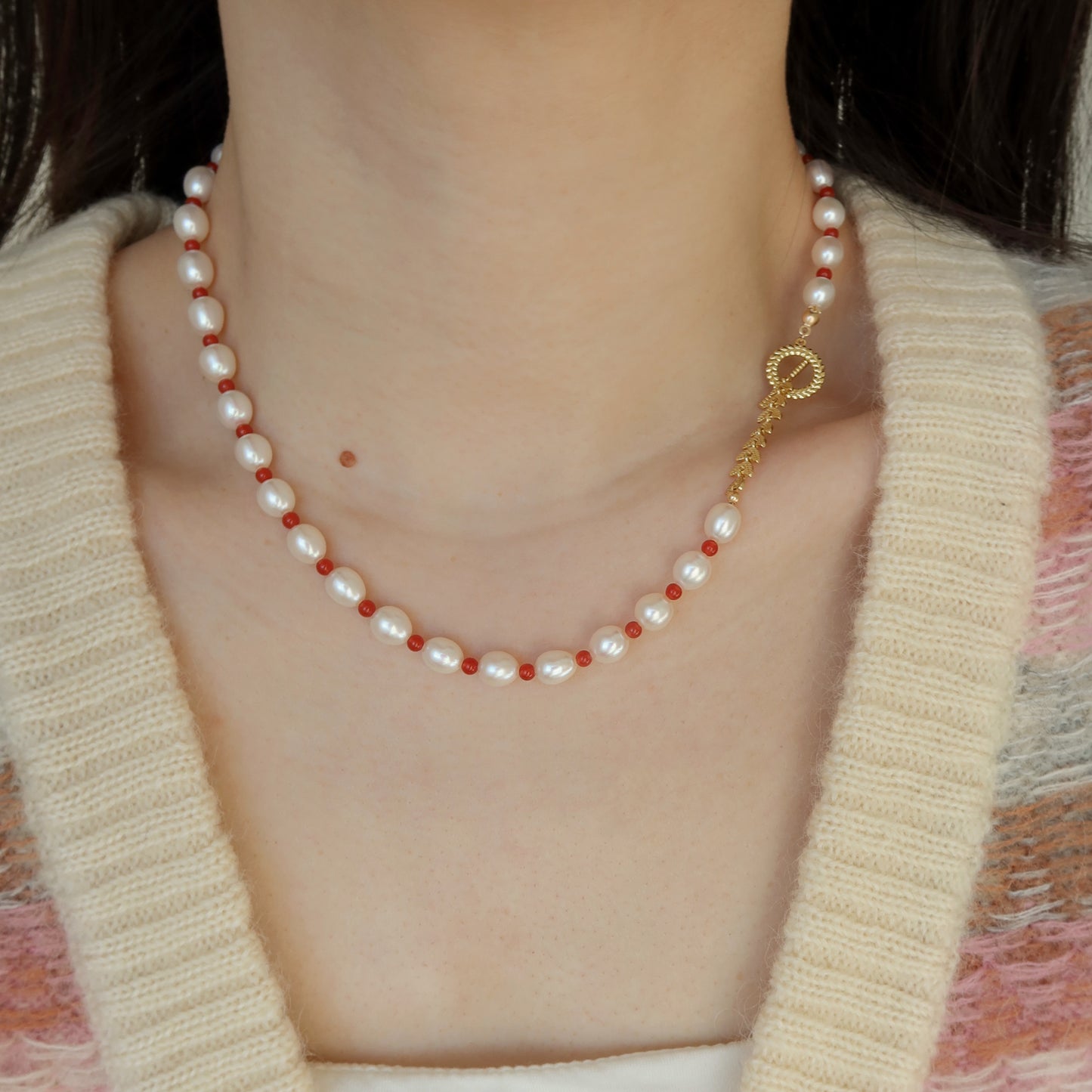 Scarlett Pearl & Red Agate Set