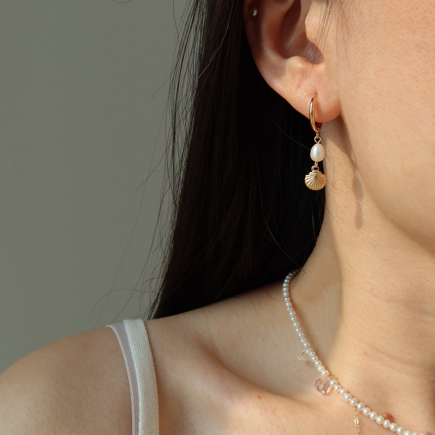 Mini Seashell Huggie Hoops