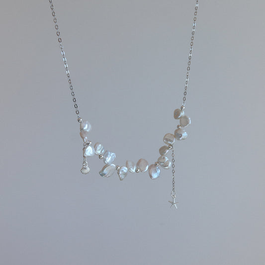 Dahlia Keshi Pearl Necklace - Silver