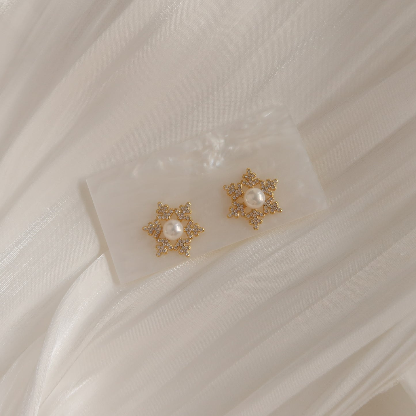 Pavé Snowflake Ear Studs