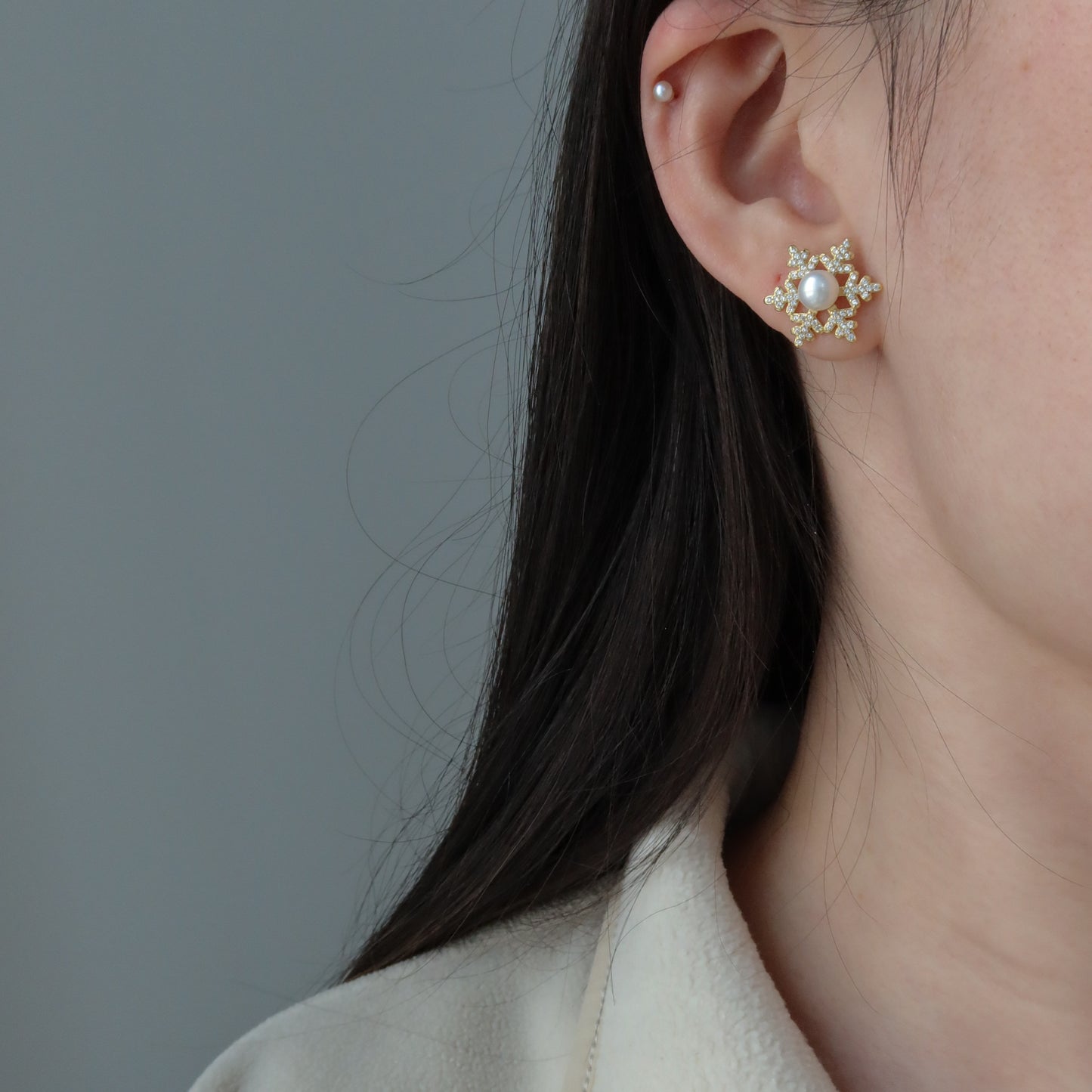 Pavé Snowflake Ear Studs