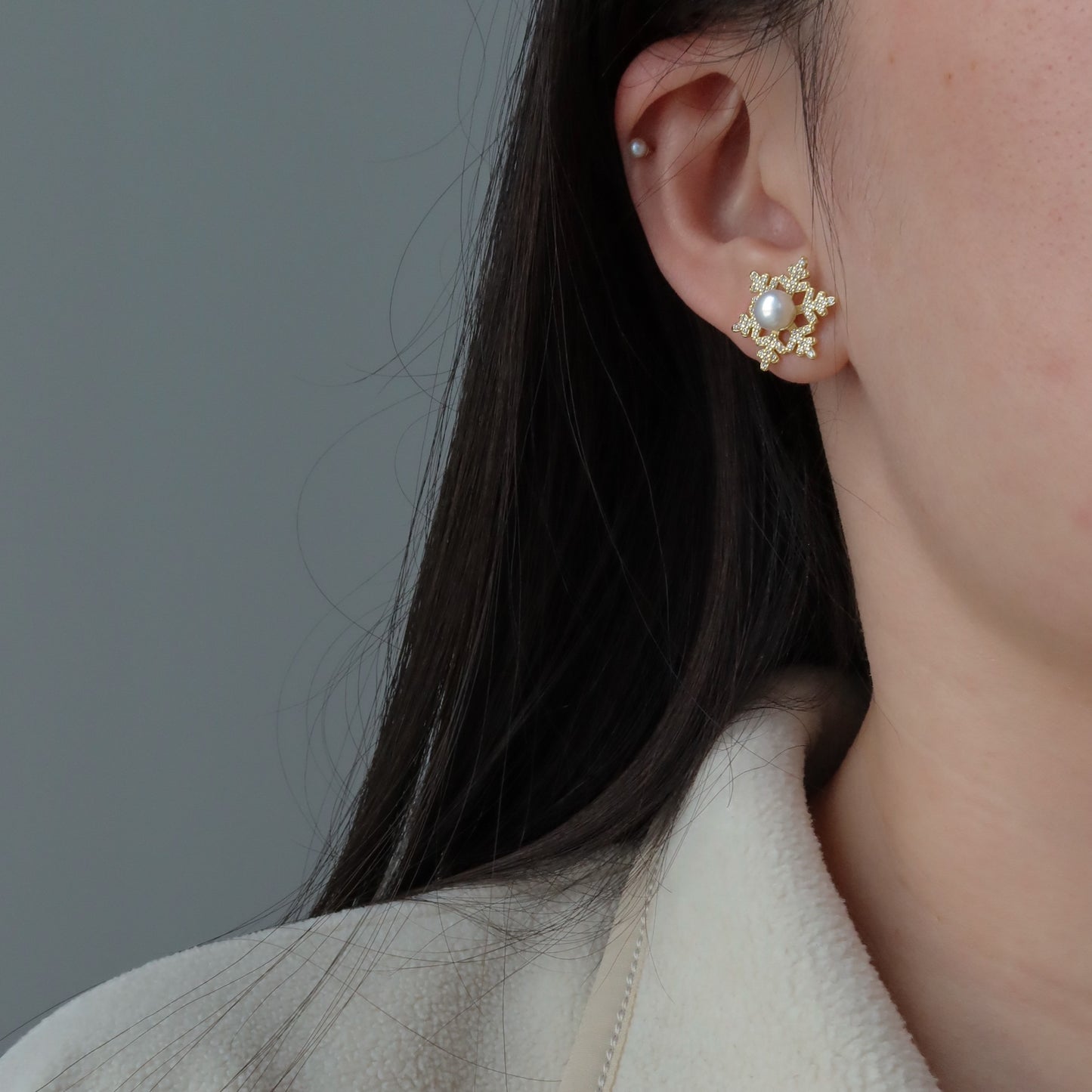 Pavé Snowflake Ear Studs