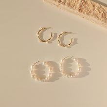 Load image into Gallery viewer, Sonia Mini Pearl Hoops
