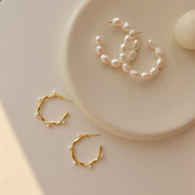 Load image into Gallery viewer, Sonia Mini Pearl Hoops
