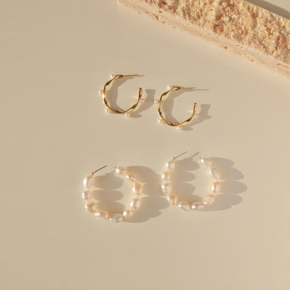 Blanche Baroque Pearl Hoops