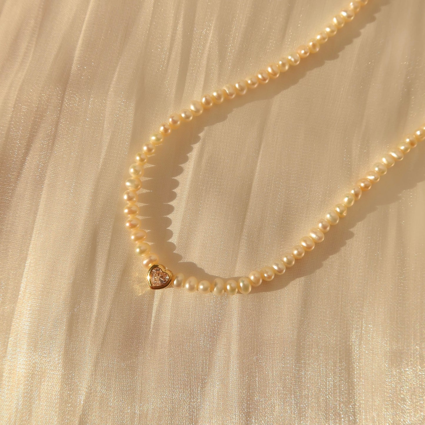 Crystal Heart Pearl Necklaces