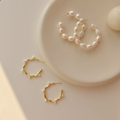 Blanche Baroque Pearl Hoops