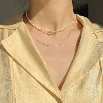 Crystal Heart Pearl Necklaces