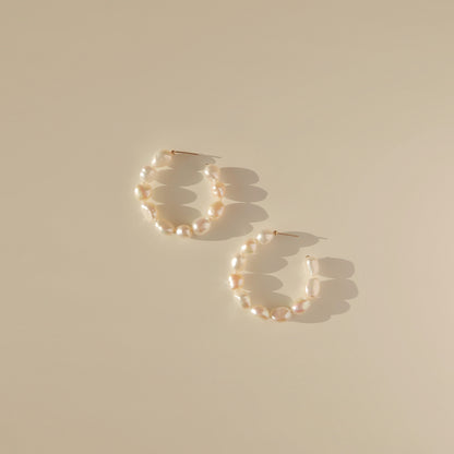 Blanche Baroque Pearl Hoops