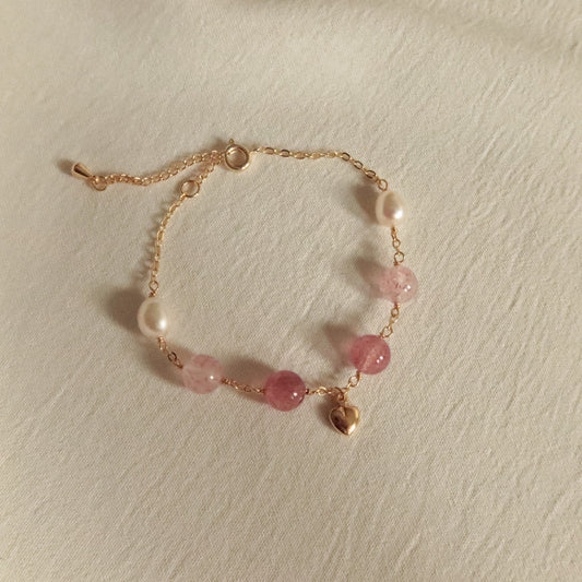 Hearty Strawberry Crystal Bracelet