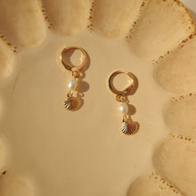 Load image into Gallery viewer, Mini Seashell Huggie Hoops
