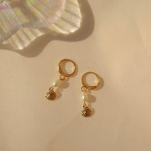 Load image into Gallery viewer, Mini Seashell Huggie Hoops
