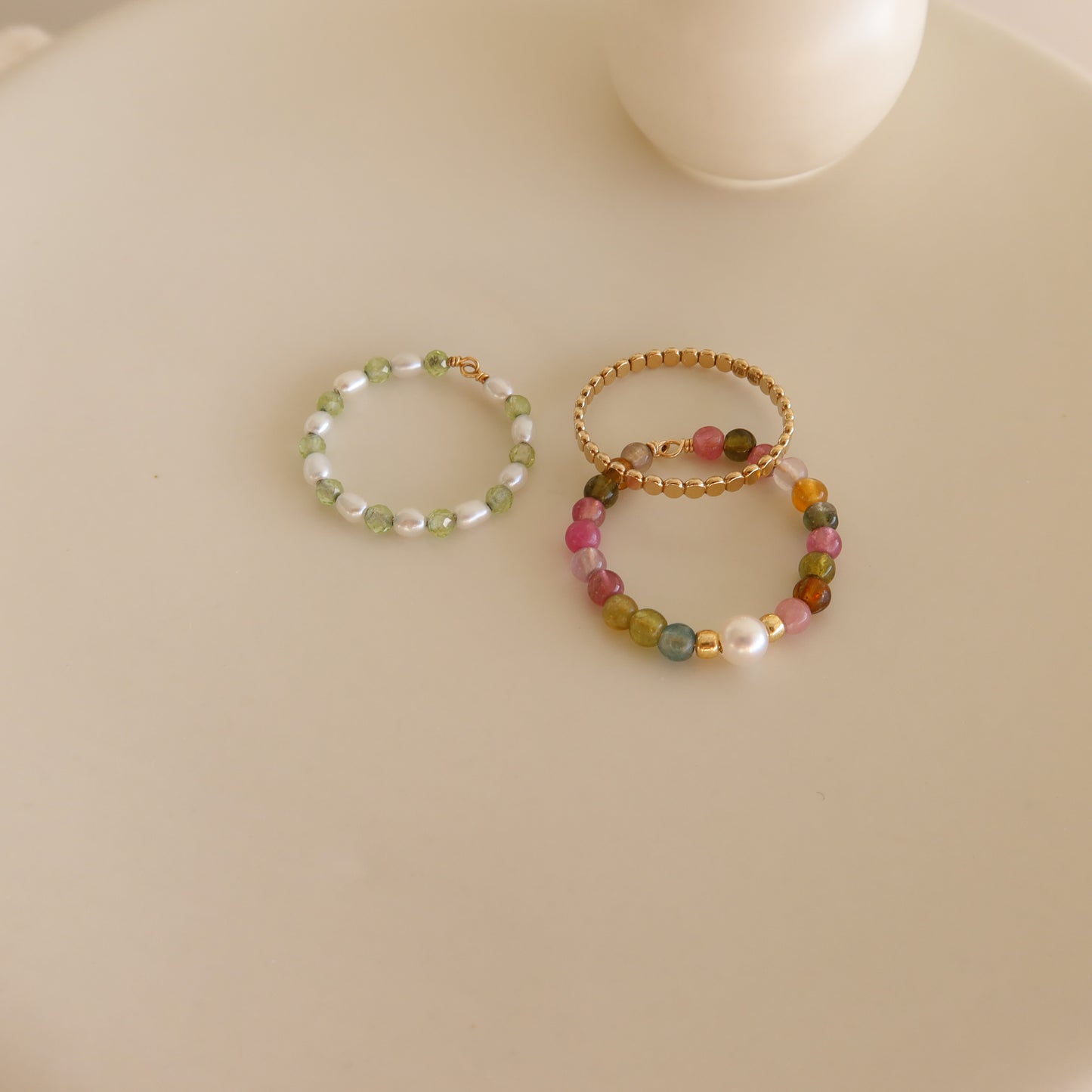 Tourmaline & Pearl Rings